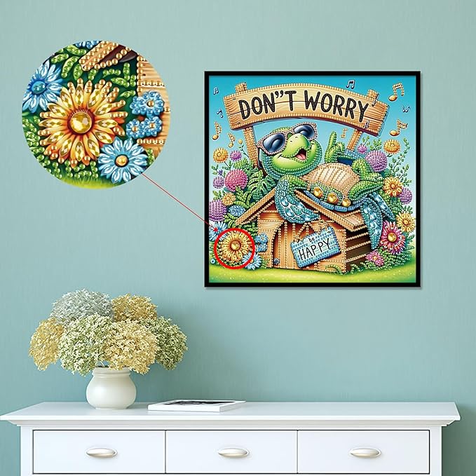 AiYuanzsh Diamond Art Painting Kits for Adults, 5D Special Shape Diamond Art Kits for Beginners, Crystal Rhinestones Diamond Art Painting for Home Wall Decoration Gift 12×12 inch, Sea Turtle