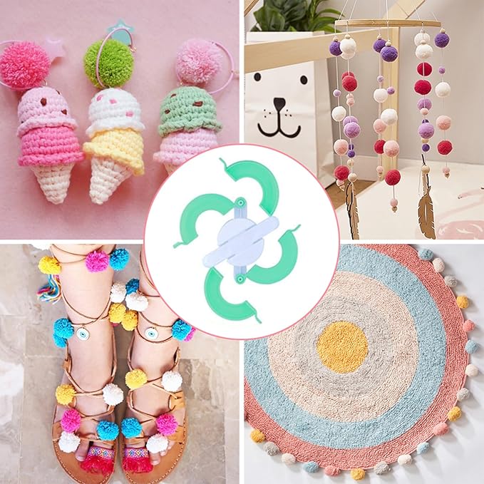 vgoodall 20pcs pom pom maker craft kit, for winter hat & scarf, with 12 colorful yarns, 4 size knitting makers, diy christmas gifts for kids & adults beginners
