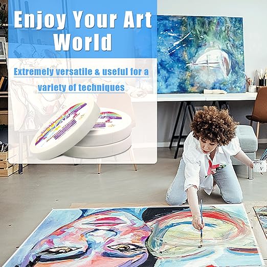 3 Packs Artist Tape Medium Tack White Art Tape for Watercolor Paper Drafting Art Painting Canvas Framing Acid Free Masking Tape- 0.5IN Wide 297FT Long Total
