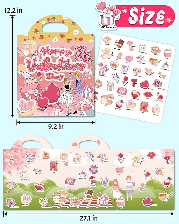 benresive reusable sticker books for kids, sticker books for toddlers, toddler travel toys activities crafts ages 3 and up birthday gifts - valentines