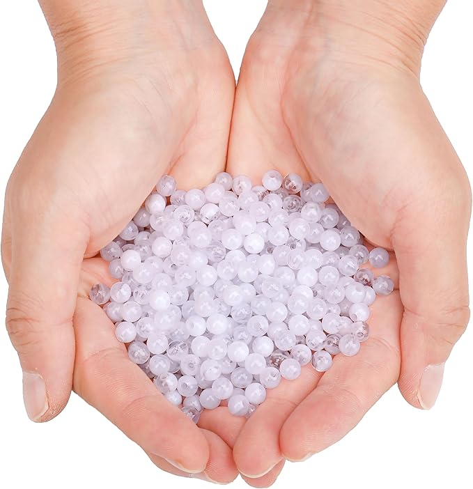 bonny boxx 1000pcs 6mm white jade round beads, smooth acrylic balls, plastic resin gumball bubblegum chunky beads for necklace & bracelet making, crafting supplies