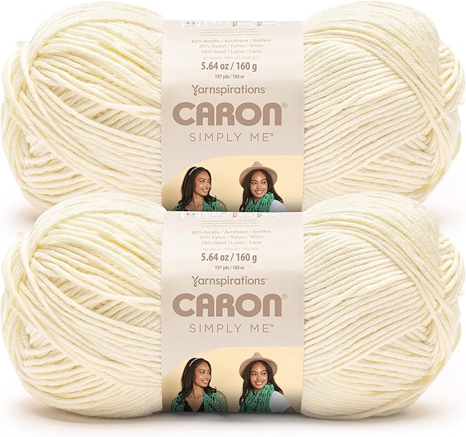 Caron Simply Me Aran Yarn - 2 Pack of 160g/5.64oz - 62% Acrylic, 20% Nylon, 18% Wool - #5 Bulky - 197 Yards - Knitting/Crochet