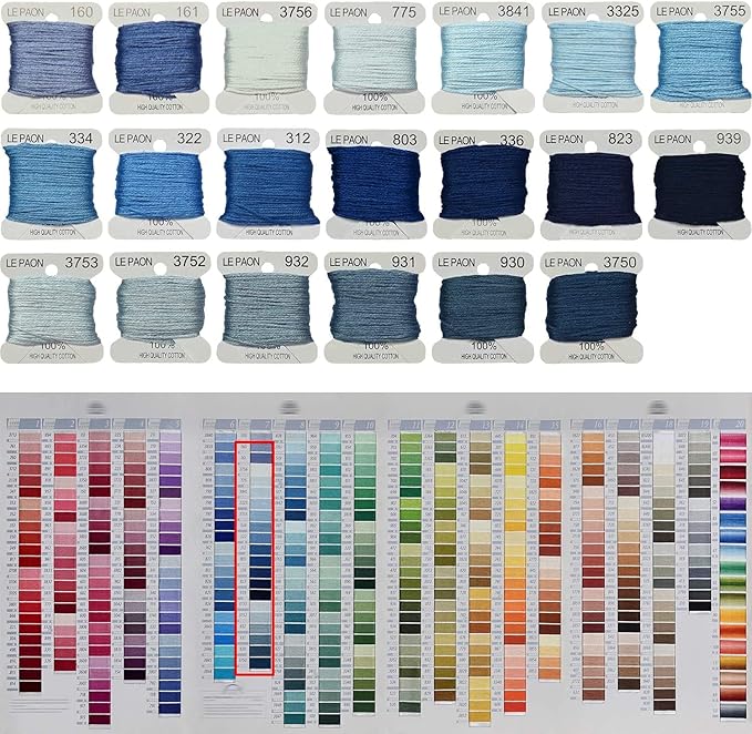 Embroidery Floss bobbins - Cross Stitch Threads - Friendship Bracelets Floss - Crafts Floss - 20 Bobbins Per Pack Embroidery Floss, Electric Blue Gradient