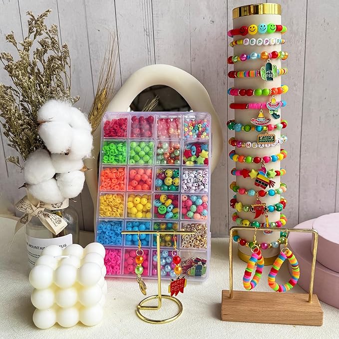 2200PCS+ Cinco De Mayo Fiesta Beads Mexican Beads for Bracelets Jewelry Making Kit, Colorful Polymer Clay Beads Assorted Pearl Crystal Acrylic Star Beads with Sombrero Chili Cactus Fiesta Charms