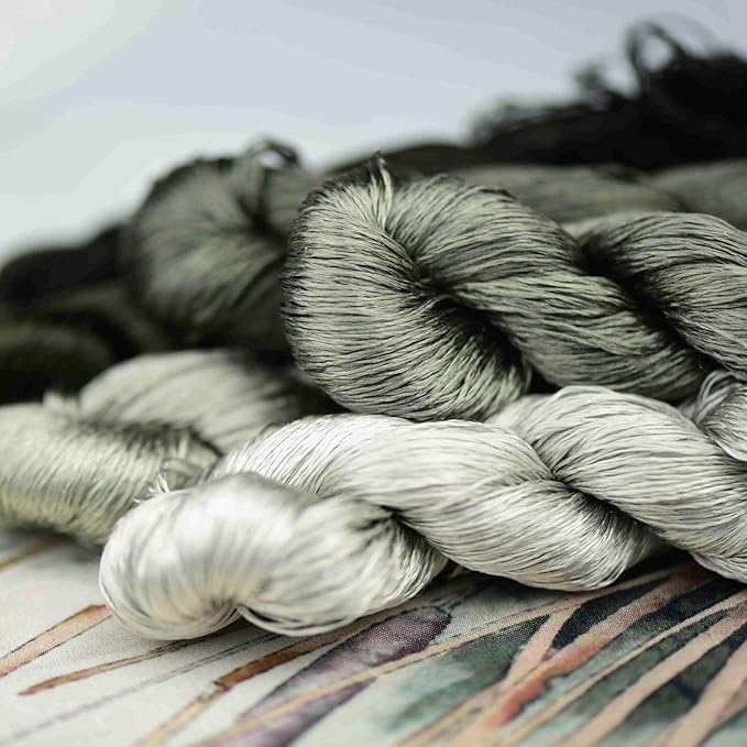 Natural Silk Thread – 6 Colors, 110m Each, Hand-Dyed Premium Silk Floss for Fine Embroidery, Needlepoint, and Handcrafts
