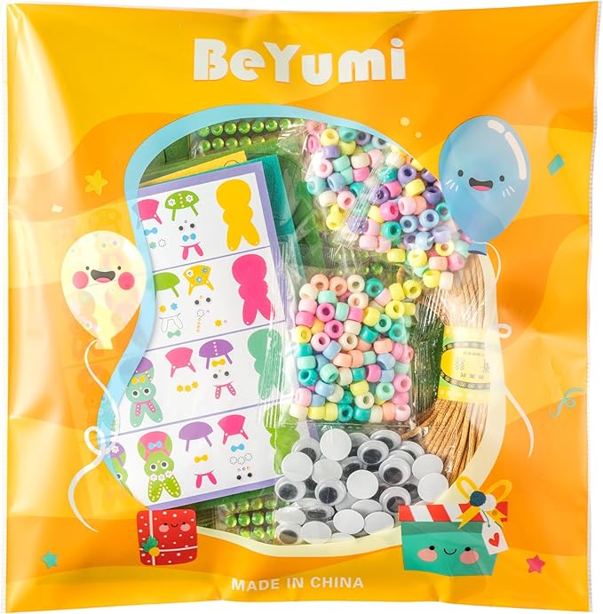 BeYumi Easter Necklace Craft Kit - 24Pcs Easter Bunny Peeps Felt Necklace Making Kits with Beads and Gem Sticker DIY Rabbit Craft for Kids Sunday School Home Classroom Gift Party Favor Fun Activities