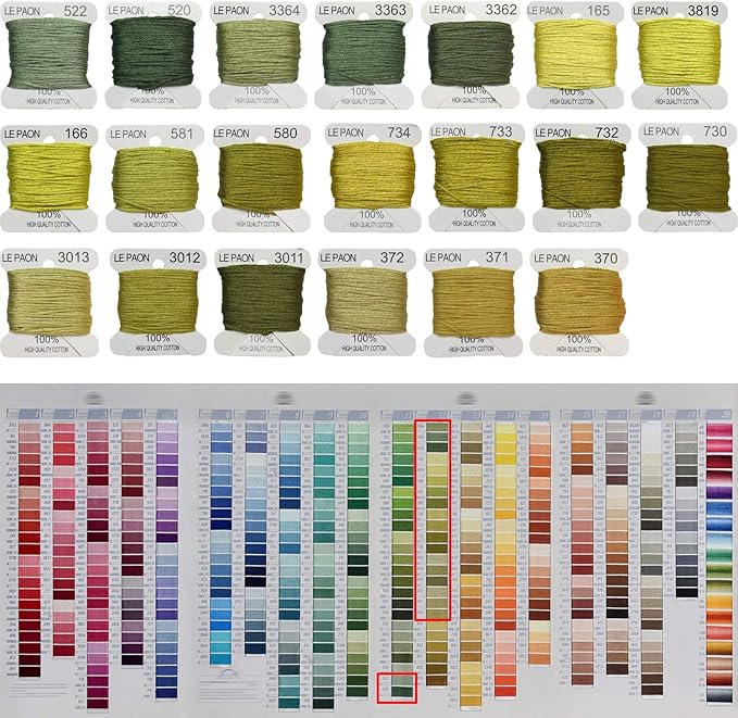 Premium Rainbow Color Embroidery Floss bobbins - Cross Stitch Threads - Friendship Bracelets Floss - Crafts Floss - 20 Bobbins Per Pack Embroidery Floss, Light Moss Green,Gradient