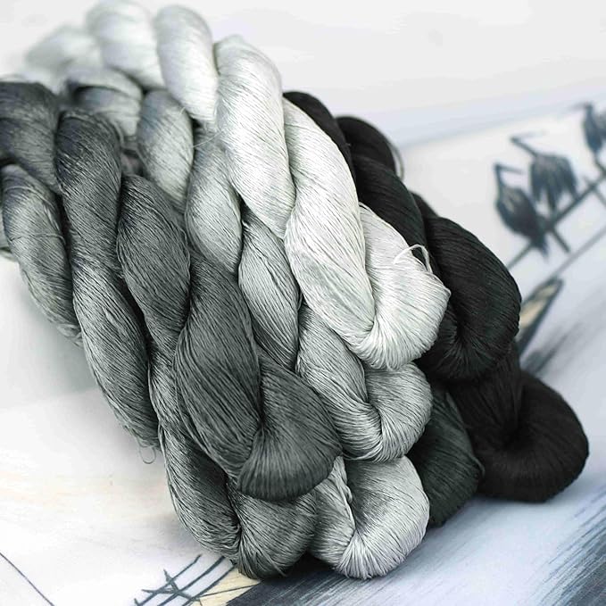 Natural 100% Silk Thread, Handmade Embroidery Thread Silk Floss 8 Colors 110m Each (68)