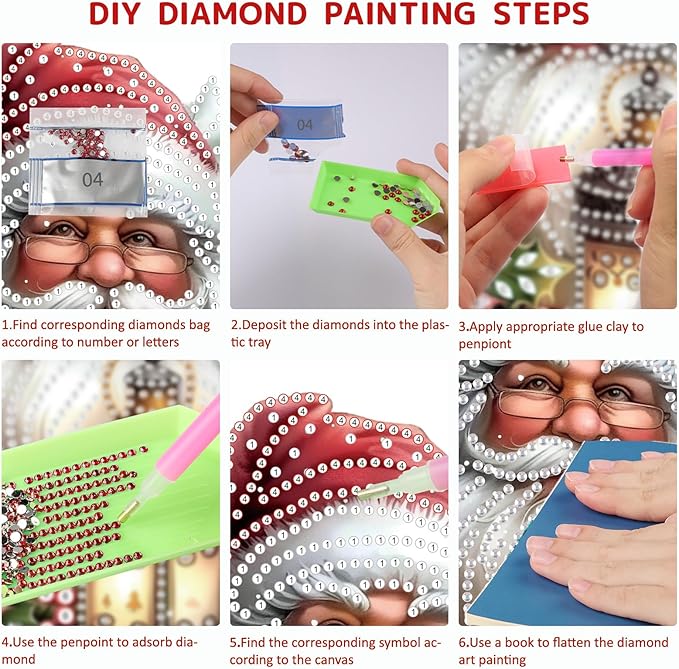 SENQAO Santa Claus Diamond Art Hanging Kits for Adults Kids, Christmas Diamond Art Suncatchers, 5D Special Shape Diamond Painting Pendant Window Ornament Gifts for Home Garden Door Wall Decor