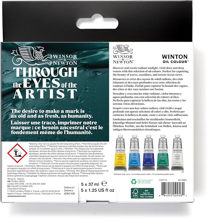 Winsor & Newton Winton Oil Color Paint Set, Seascape, 5 x 37ml Tubes