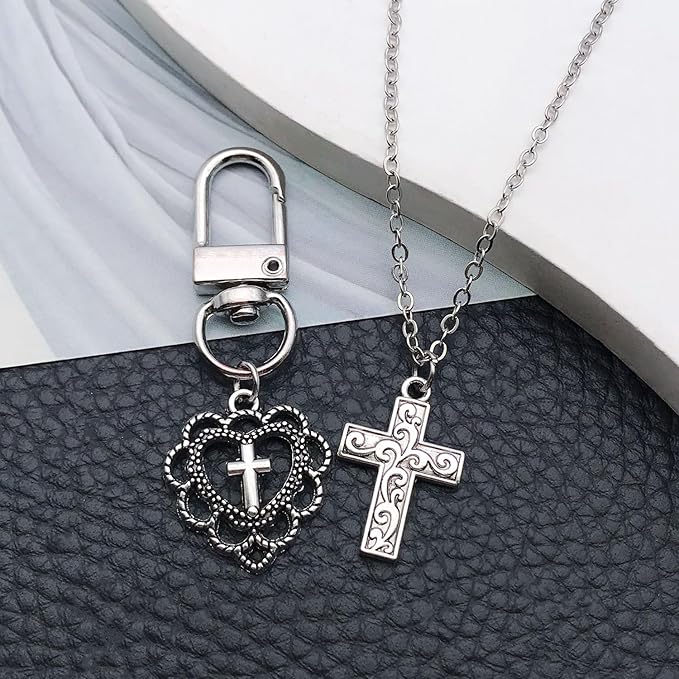 WOCRAFT 60pcs Antique Silver Cross Bracelet Charms for Jewelry Making Sets DIY Necklace Bracelet Keychain Crafting Charms Kit Craft Supplies (SN905)
