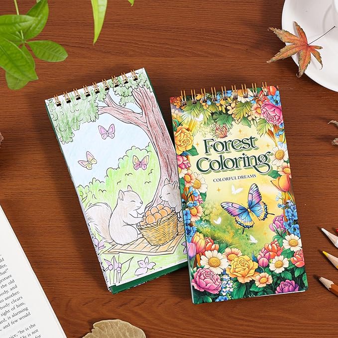 Mini Coloring Book for Women, 35 Pages Forest Dreams Small Coloring Books for Adults to Relax and Relieve Anxiety, Gift for Mother's Day, Birthdays, Christmas, Anniversaries