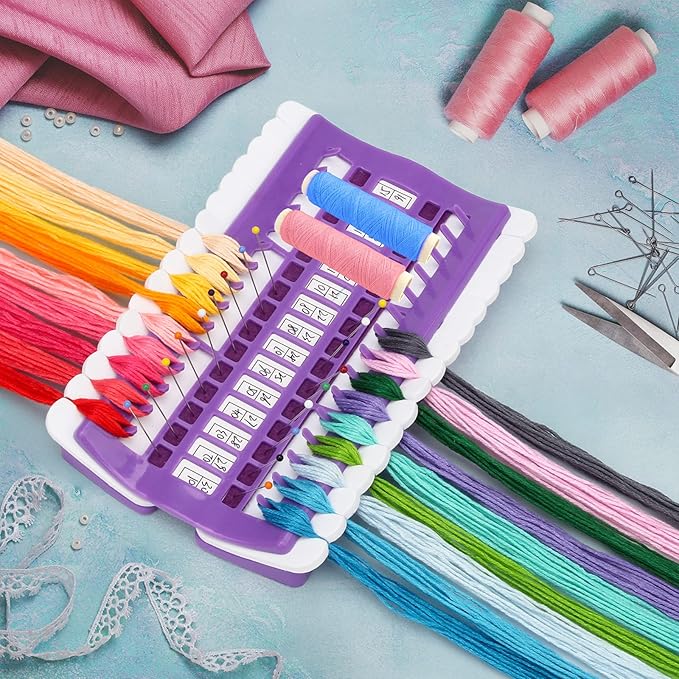 30 Positions Floss Organizer Embroidery Shelf, Luxiv Thread Organizers for Cross Stitch Embroidery Thread Holder with 15 Pcs Replaceable Paper Card Sewing Needle, Embroidery Floss Organizer