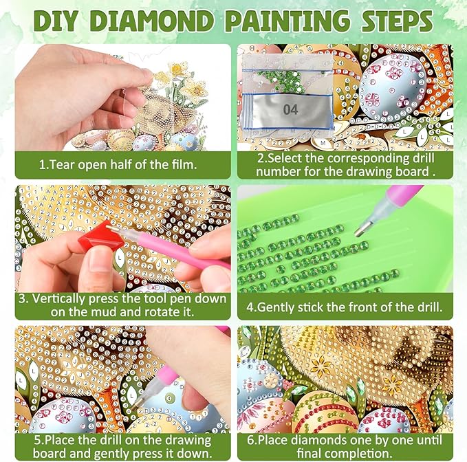 DOMROM Duck Diamond Art Hanging Kit for Adult, Easter Special Shaped Crystal Diamond Painting Duck Pendant, DIY Diamond Art Suncatchers Animal for Home Garden Wall Decor Gift