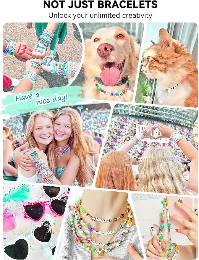 ARTDOT 800 Pieces Assorted Letter Beads for Friendship Bracelets Making Kit, 28 Styles Jewelry Making Supplies Alphabet Beads Set Preppy Crafts Art