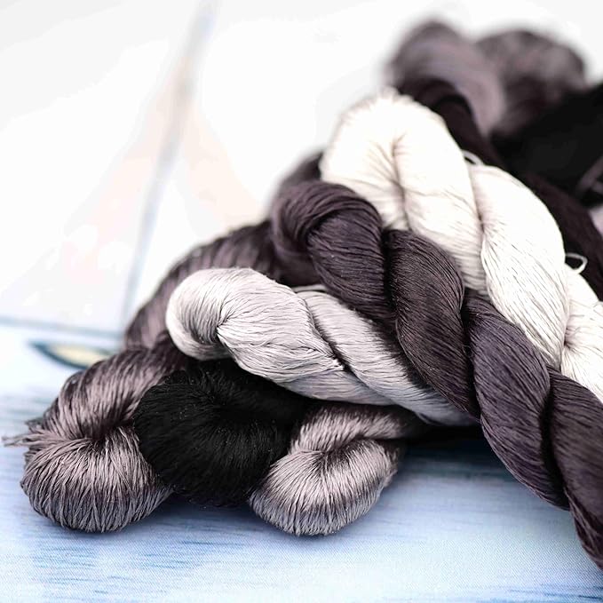 Natural 100% Silk Thread, Handmade Embroidery Thread Silk Floss 7 Colors 110m Each (14)