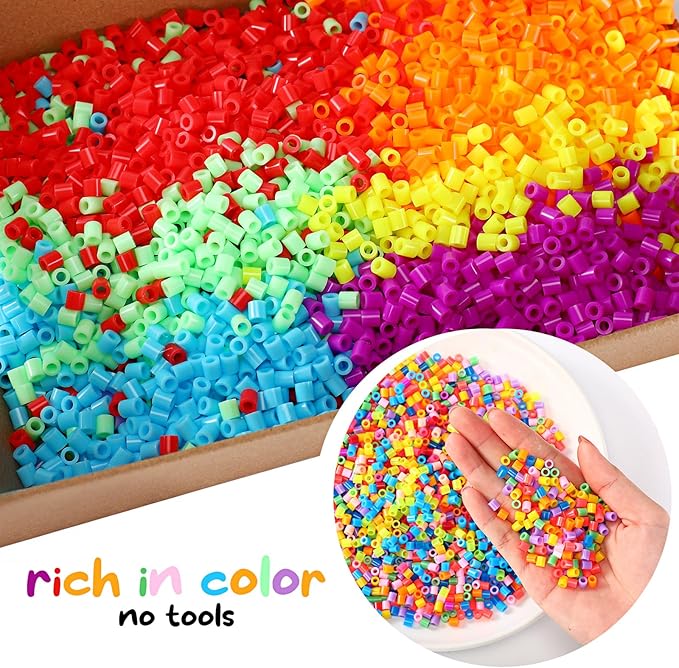 Libima 14000 Pcs 56 Colors Fuse Beads Bulk for Kids Art and Crafts Assorted Iron Beads Set Multicolored for Birthday Gift Bracelet Making Accessories (5mm)