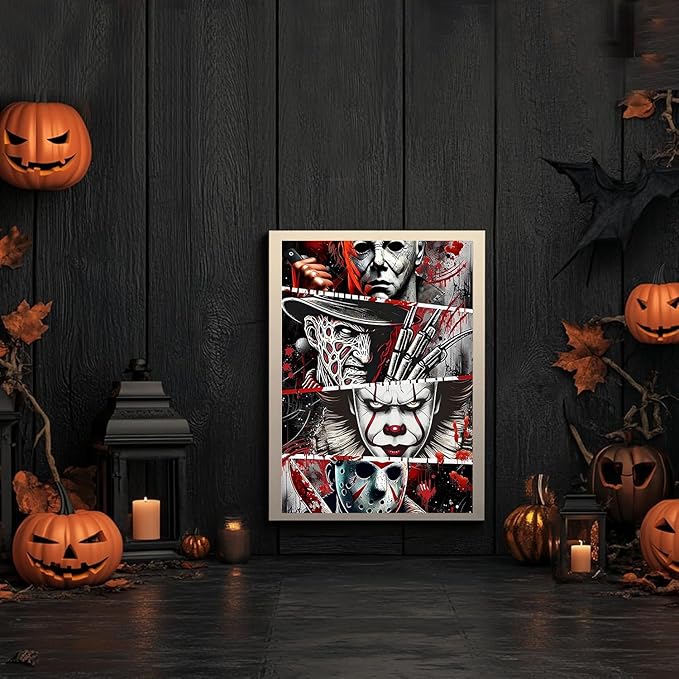 LILEIDECO 3 Pack Halloween Diamond Art Kits for Adults Beginners,Horror Diamond Painting Kits for Adults,5D Full Drill DIY Diamond Dot Gem Art Kit Wall Home Decor Arts Craft 12x16 inch