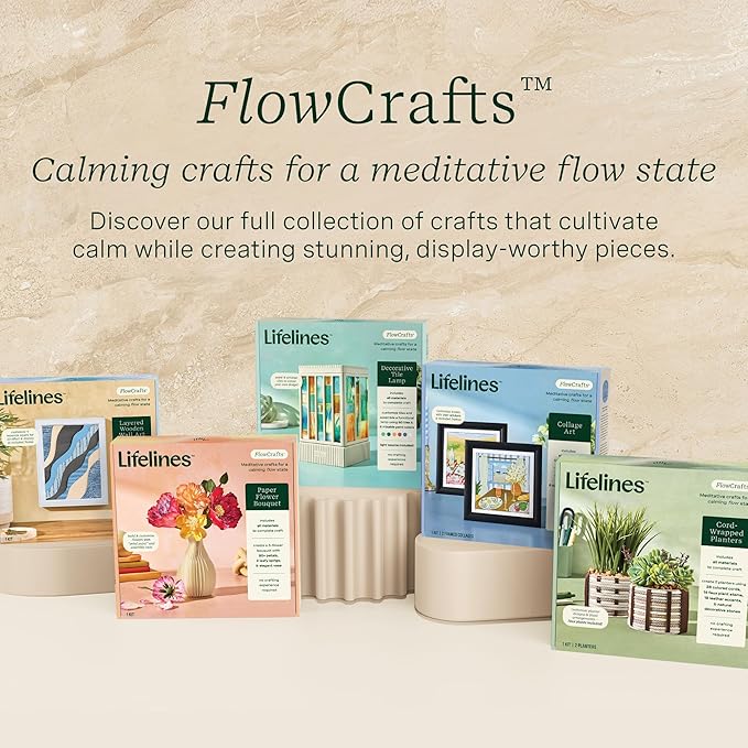Lifelines FlowCrafts, Layered Wooden Wall Art - Framed Art Piece with 9 Layers, 5 Paint Colors, 9 Adhesive Patterns & Picture Frame - Sensory Arts & Crafts Kit for Teens & Adults - DIY Wall Décor