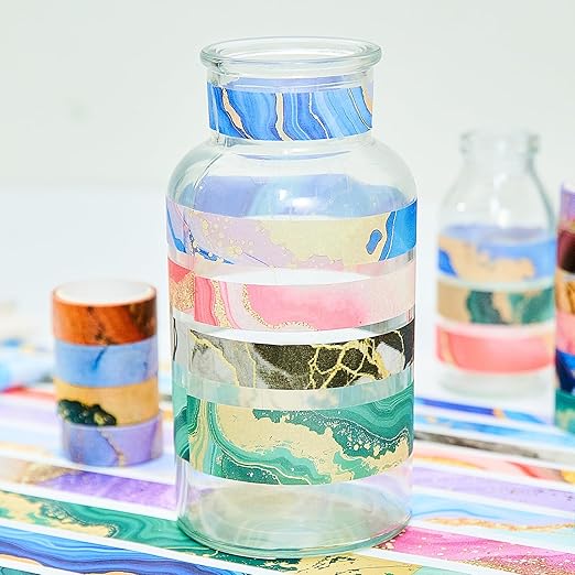 Marble Washi Tape Set 30 Rolls,Decorative Masking Tape for Junk Journal, Scrapbooking Supplies, DIY Crafting Supplies