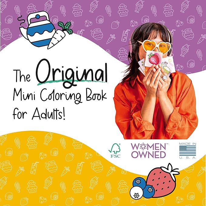 A Brighter Year The Original Adult Mini Coloring Book - Pocket Pets Edition- 3” x 3” Pocket Size, 50 Pages, Lay Flat Binding, Thick Paper, No Bleeding - Stress & Anxiety Relief - Gift & Travel