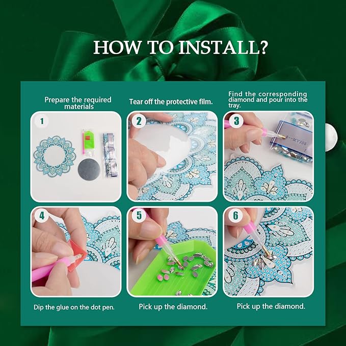 antor DIY Diamond Art Painting Mirror for Adults DIY Special Shaped Crystal Diamond Art Painting Kit Mirror Makeup Mirror Christmas Halloween Birthday Gifts Art Crafts Home Decor
