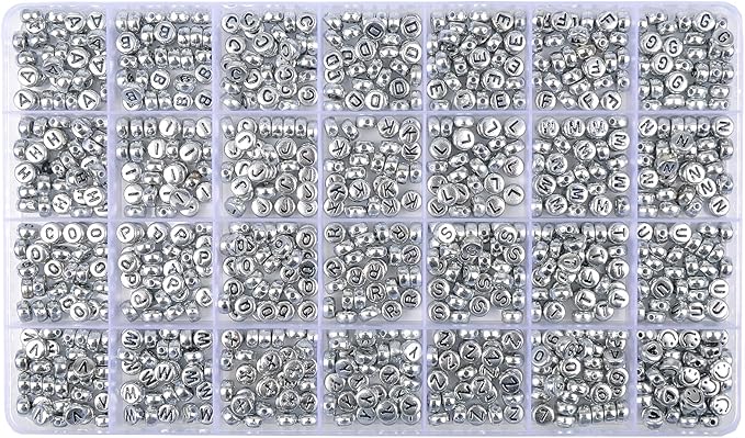 L'EclatDina 1000+ PCS Letter Beads, Alphabet Beads for Bracelets, Round Number & Heart, 5m Elastic String Jewelry Making Kit, Ideal Gift for Friendship Bracelets
