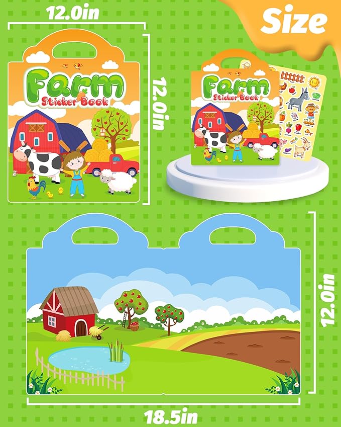 walenced reusable sticker book for toddlers, stickers for kids, toddler craft activities, toddler travel toys ages 3 and up boy girl birthday gifts