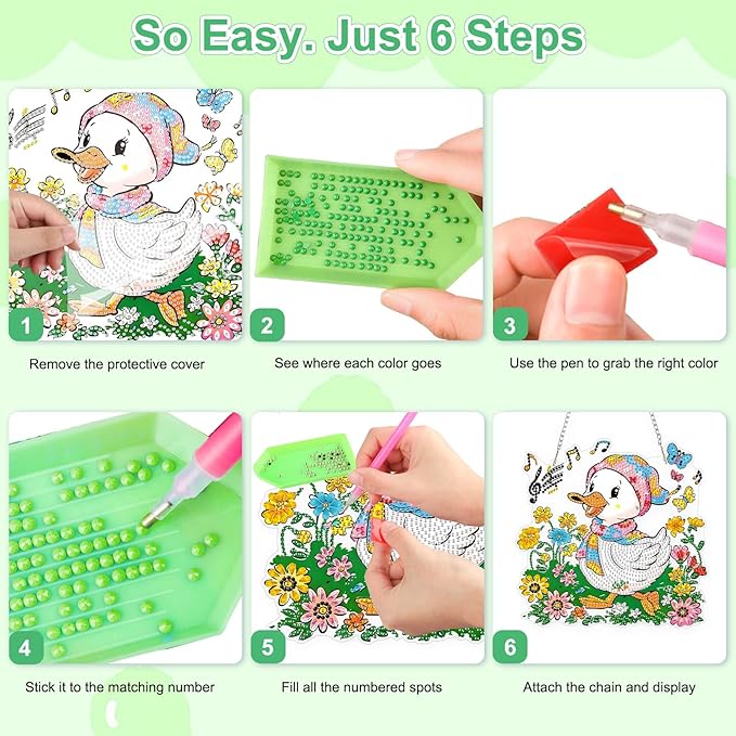 TOSTOG Singing Duckling Diamond Art Pendant Kit for Adult, Cute Diamond Painting Hanging Kit for Beginners, 5D DIY Crafts Gem Art, Waterproof Full Accessories for Home Decor Idea 20 * 20 cm/8 * 8 in