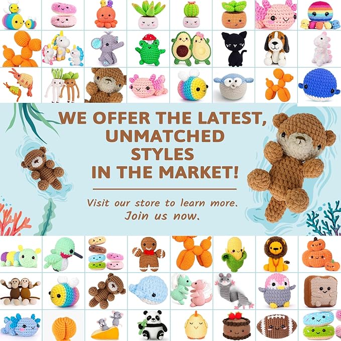 Crochetta Crochet Kit for Beginners, Crochet Starter Kit w Step-by-Step Video Tutorials, Beginner Crochet Kit for Adults Kids Women Men Complete Kit Included (Otter Mom and Baby)