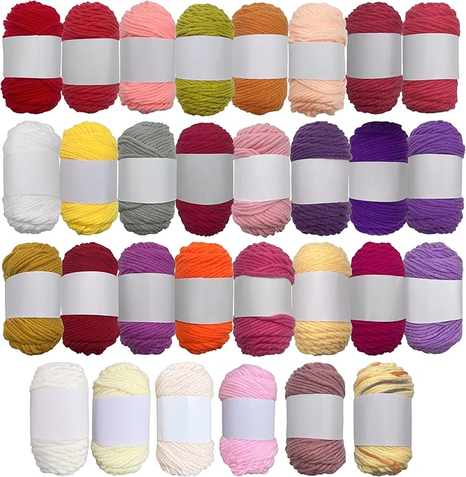 30 Color Multicolor Yarn, 15g Soft Acrylic Yarn for Crocheting, Knitting, DIY Projects