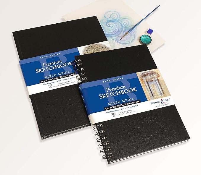 Stillman & Birn Beta Series Wirebound Sketchbook, 6" x 8", 270 gsm (Extra Heavyweight), White Paper, Cold Press Surface