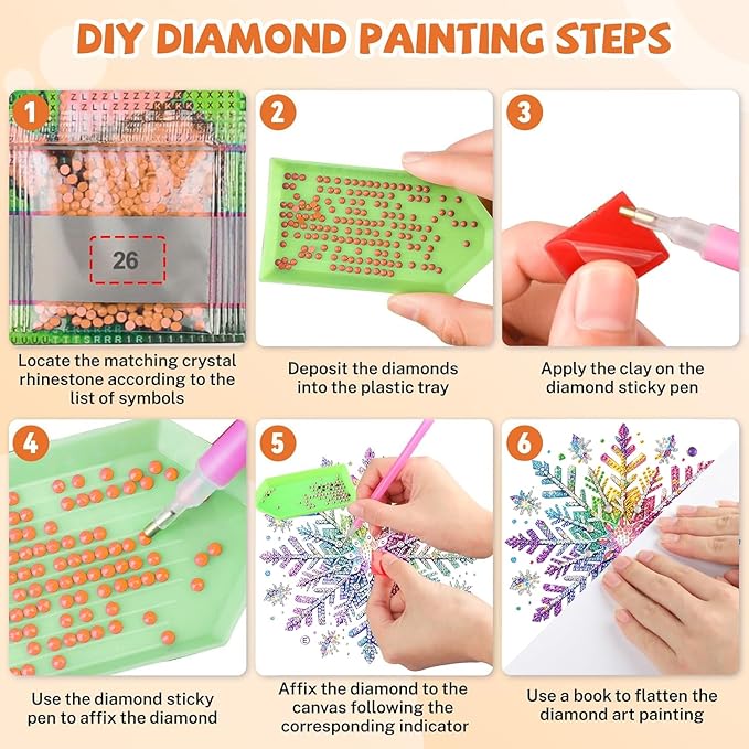 Masendp Adult Diamond Art Hanging Double Sided Kit, Special Shape Rhinestones, DIY Acrylic 5D Diamond Art Painting Window Pendant Home Garden Wall Mounting Kit Hanging Ornament. (Snowflake)
