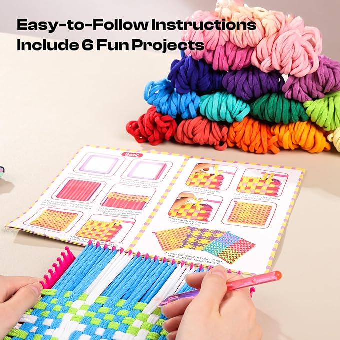 Caydo Weaving Loom Kit Toys, Pot Holder Loom Kits Includes 448 (16 Colors) Craft Loops and Matching Tools, DIY Art and Craft for Adults, Potholder Loom Activity for Gift