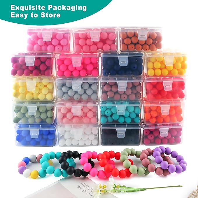 65Pcs 19mm Silicone Beads for Keychain Making Bracelet Necklace, Bulk Round Silicone Beads for Pens(Turquoise)