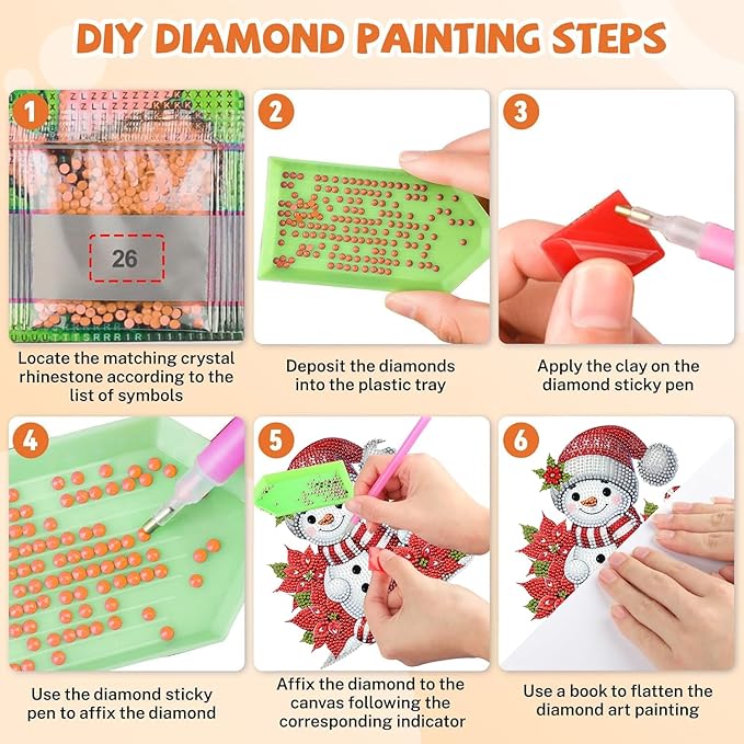 Masendp Diamond Art Hanging Kit Keychain, Special Shape Rhinestones, DIY Acrylic Double Sided 5D Diamond Art Painting Window Pendant Home Garden Wall Mounting Kit Hanging Ornament. (Christmas Snowman)