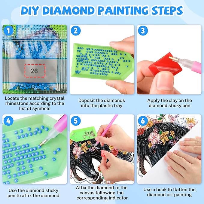 Bowetile Hanging Diamond Art Horse Kits for Adults, 5D Special Shape Diamond Painting Horse Kits, Animal Diamond Gem Art Suncatchers Painting Pendant Ornament for Home Garden Wall Decor