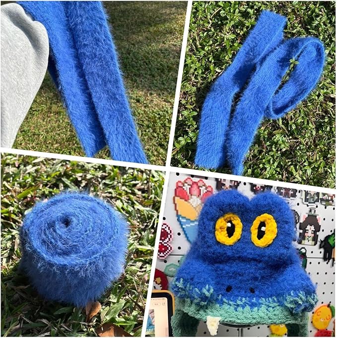 Snowbaby Wool Acrylic Blend Long Pile Yarn,(Worsted) Warm and Luxurious Fuzzy Yarn for Knitting and Crocheting DIY Hats Scarves Sweaters, 2 * 3.52oz/100g 207yds(21-Royal Blue)