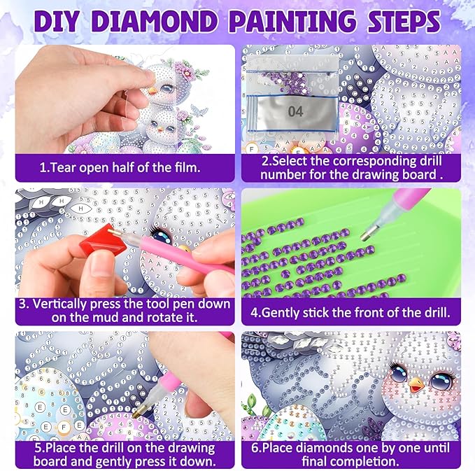 DOMROM Bird Diamond Art Hanging Kits for Adults, Easter Special Shaped Crystal Diamond Painting Bird Pendant, DIY Diamond Art Suncatchers Animal for Home Garden Wall Decor Gift