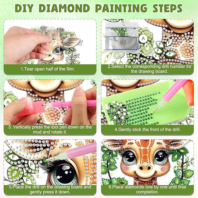 DOMROM Giraffe Diamond Art Hanging Kits for Adults Beginners, Special Shaped Crystal Diamond Painting Giraffe Pendant, DIY Diamond Art Suncatchers Animal for Home Garden Wall Decor Gift