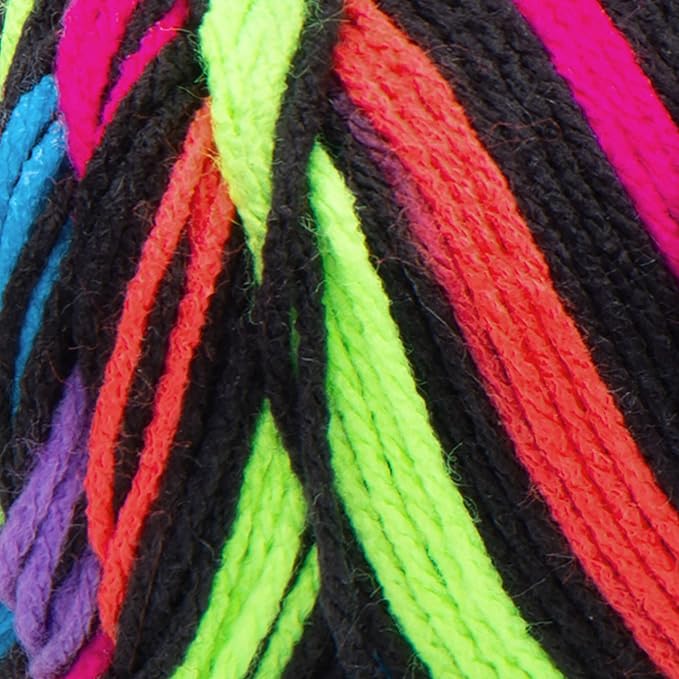 RED HEART Super Saver Yarn, Neon Stripes