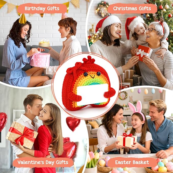Agantree art Crochet Kit for Beginners Kids Teens Adults Rainbow Crochet Kits with Step-by-Step Video Tutorials, DIY Custom Easter Basket Stuffers Gifts Birthday for Girls Friends Women (40%+ Yarn)