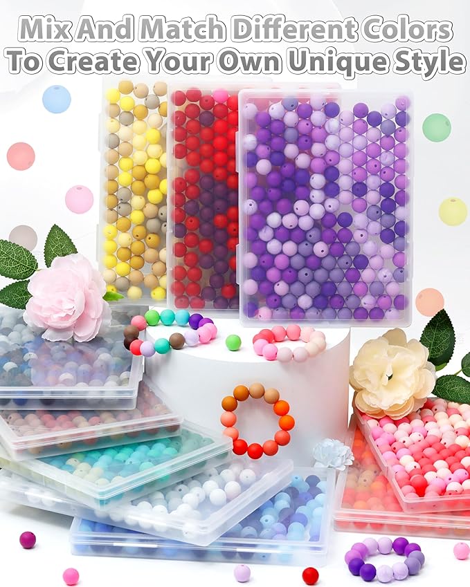 160pcs fiveizero 12mm silicone beads for keychain making, white mixed 6 colors round silicone beads bulk for pens, rubber bead for bracelets and diy crafts