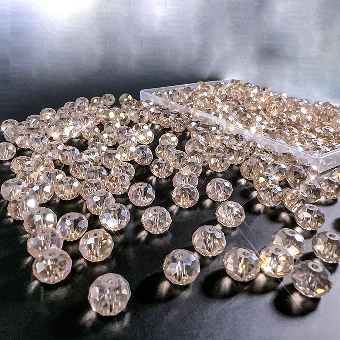 laopottbeads 220pcs 10mm crystal glass beads for jewelry making beads for bracelets necklace pendants making supplies(silver champagner)
