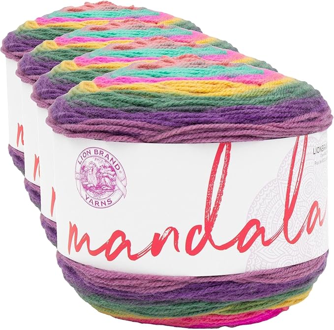 Lion Brand Yarn Mandala, Multicolor Yarn for Knitting, Crochet and Crafting, Mantis, 4 Pack