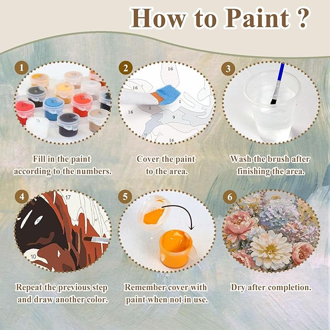 HMZephitiquc Paint by Numbers Kit for Adults Flowers, Flower Paint by Number for Adults, Flowers Painting by Numbers, Acrylic Oil DIY Crafts for Gift Home Decor 16x20 in