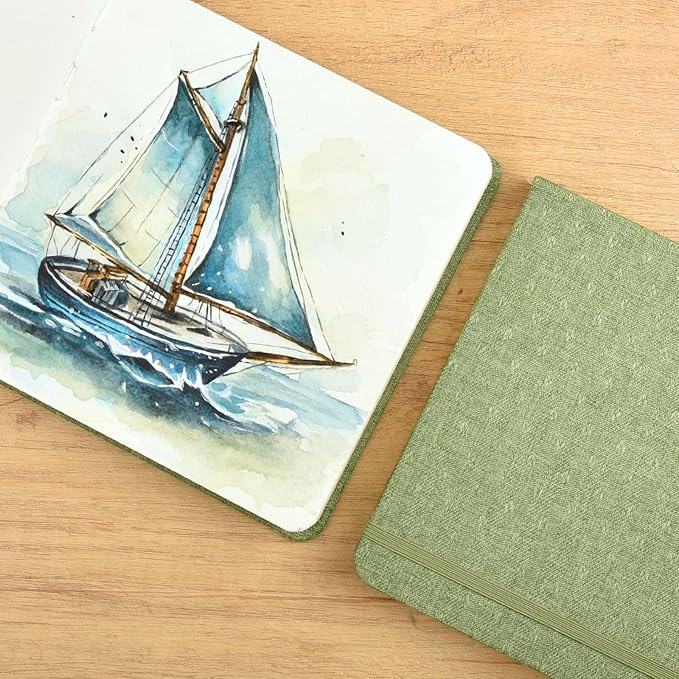 42 Sheets Watercolor Journal, 8.3x8.3in Watercolor Sketchbook with 140 lb/300 GSM Cold Press Cotton Paper, Mini Watercolor Notebook, Ideal for Painting, Drawing & Mixed Media