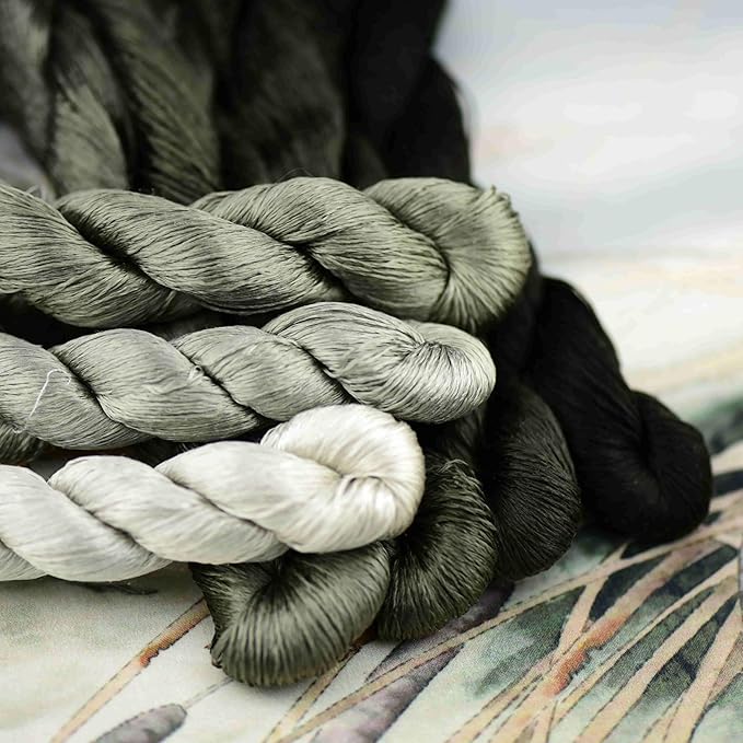 Natural 100% Silk Thread, Handmade Embroidery Thread Silk Floss 7 Colors 110m Each (41)