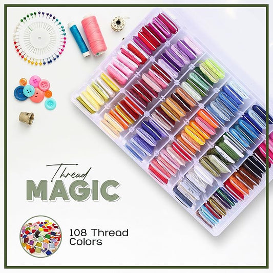 Embroidery Floss Kit and Refills - Cotton Threads - DMC Color Coding for Cross Stitch, String Crafts, Friendship Bracelets