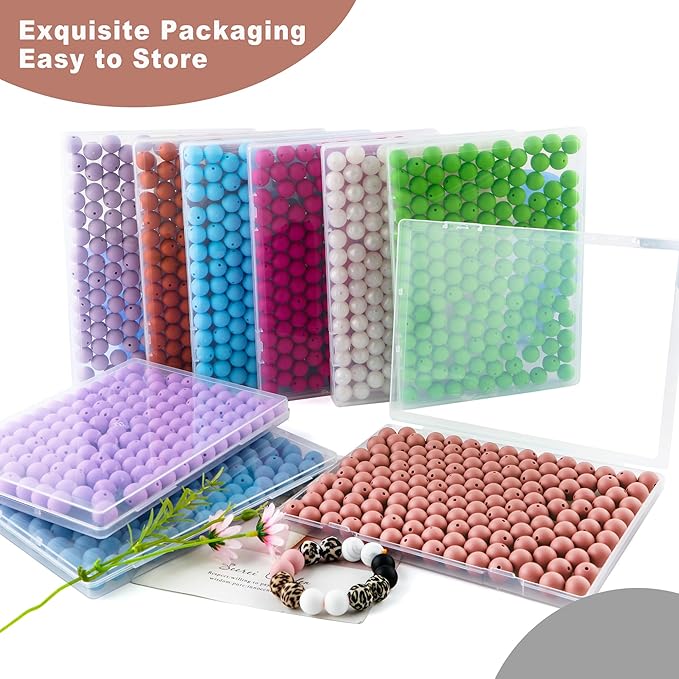150Pcs 15mm Silicone Beads for Keychain Making Bracelet Necklace, Bulk Round Silicone Beads for Pens(Deep Peach)